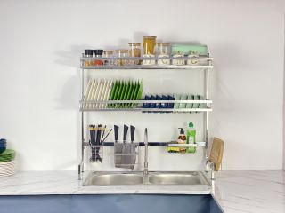 Kệ bát inox Foodcom liền khối đa năng loại 2 tầng - 85cm- FC- LK85-2